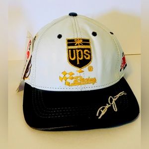 Dale Jarrett Vintage 1990's White Leather UPS Racing #88 Hat Cap New With Tags